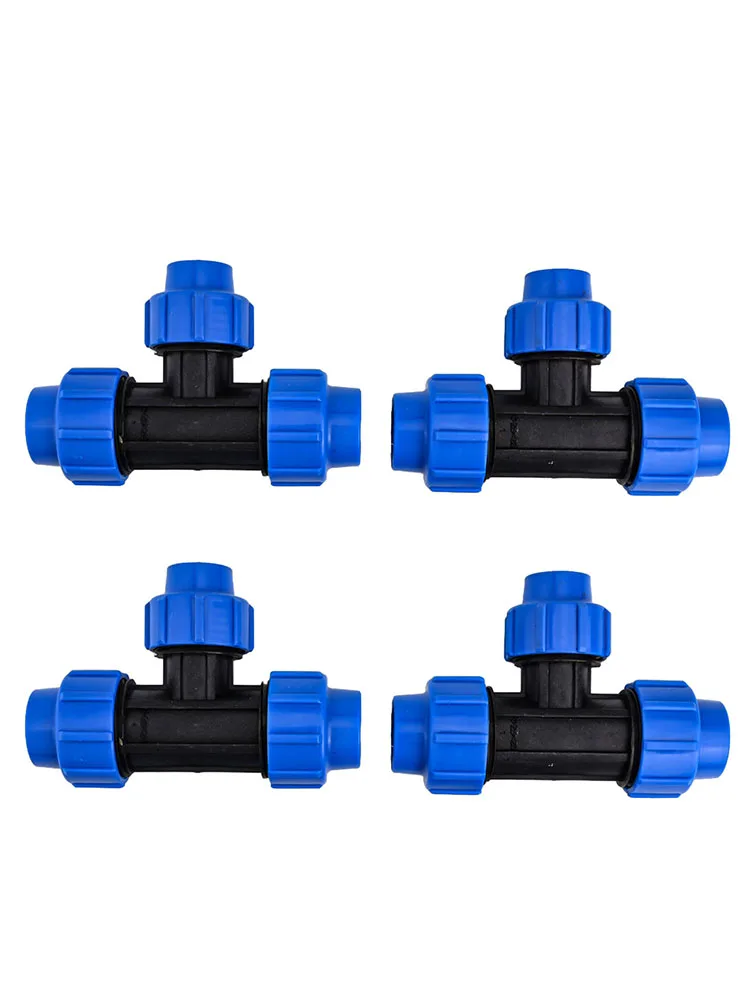 

4pcs Plastic Water Pipe Joint Adapter Irrigation Pipe Fittings PE Reducing Tee Garden Watering Hose Quick Connector