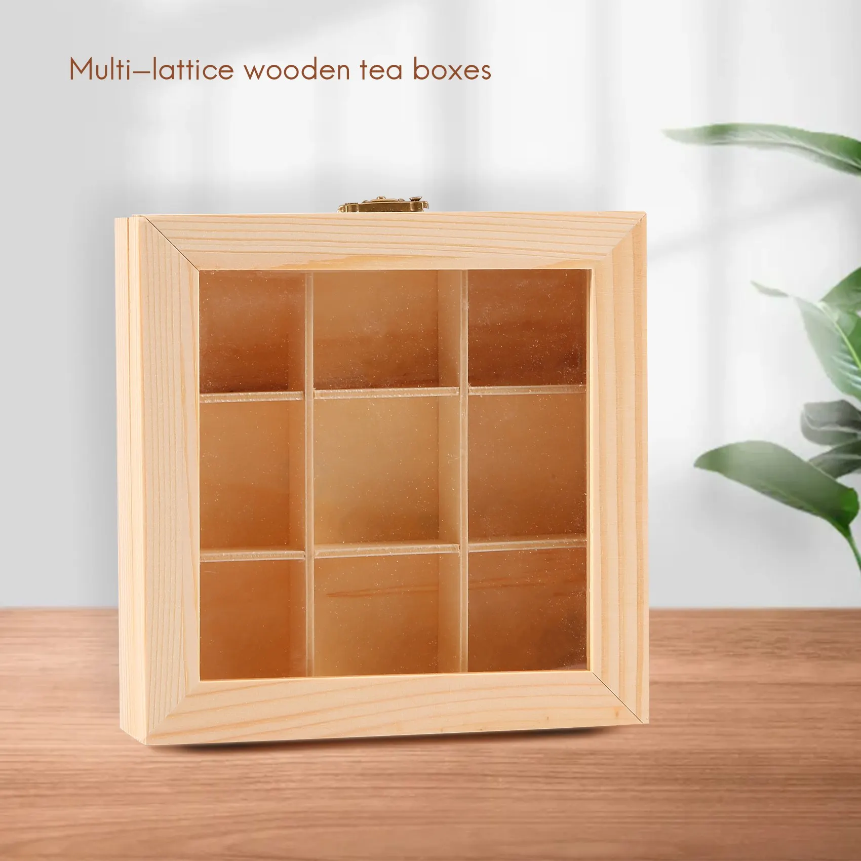 Wooden Tea Bag Jewelry Organizer Chest Storage Box 9 Compartments Tea Box Organizer Wood Sugar Packet Container