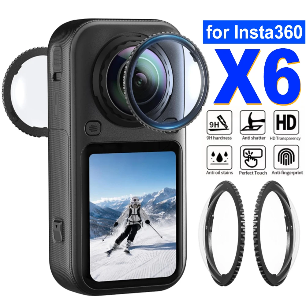 For Insta360 X6 PC Lens Guard Cap Anti-Scratch Transparent Lens Cap Cover 360° Video Rotating Lens Protector Camera Accessories
