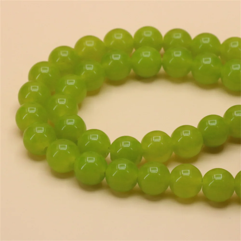 

8mm Apple Green Chalcedony Loose Bead Round Beautiful Jewelry Best Selling Suitable For Making Bracelet Necklace Design 15"