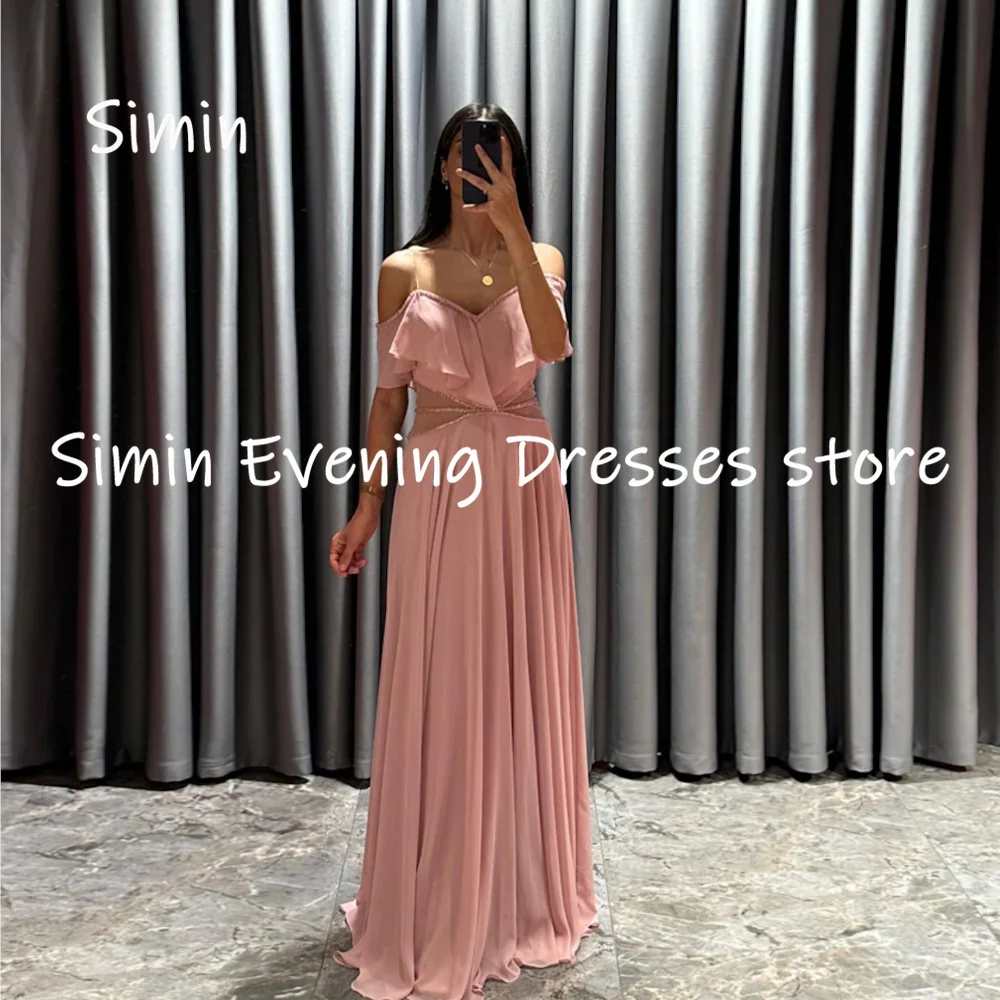 

Simin Chiffon A-line Off-the-shoulder Neckline Ruffle Formal Prom Gown Floor-length Evening Elegant Party dresses for women 2023