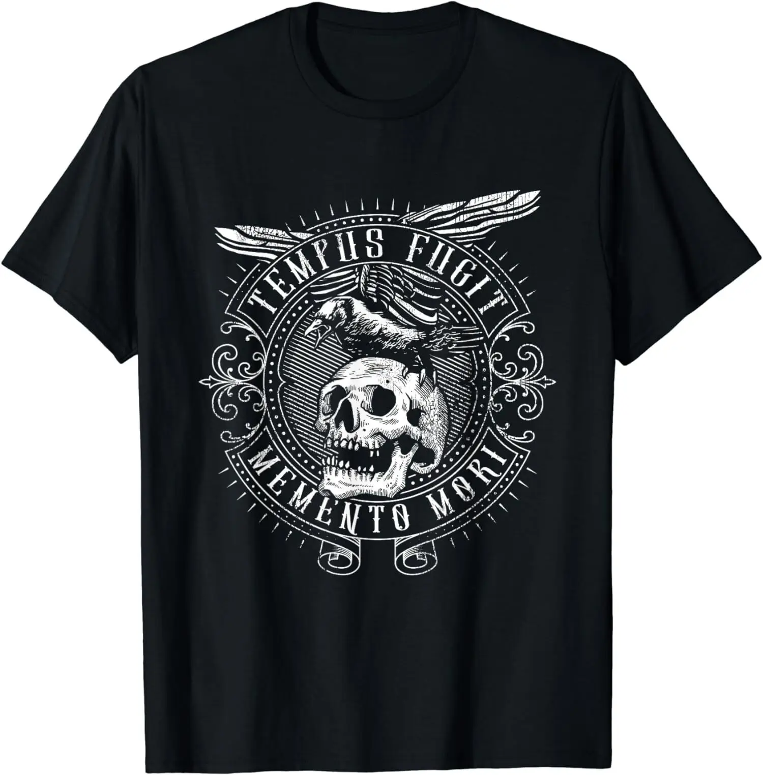 New Limited Skull Vintage Tempus Fugit Memento Mori Latin Phrase T Shirt