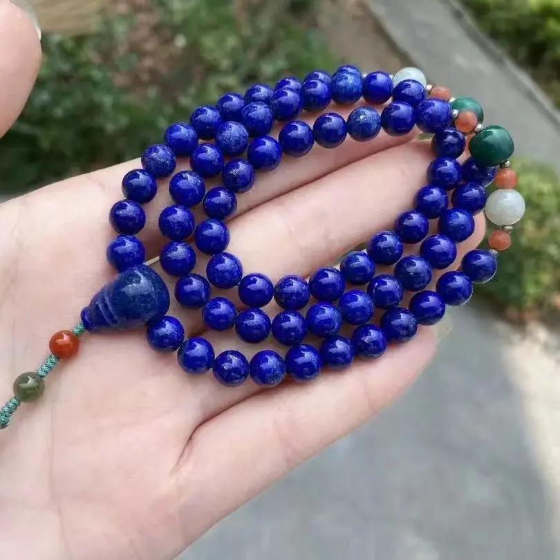 

Unit One Bracelet 7.5mm Natural Lapis Lazuli Crystal Healing Designed Multi Loop Bead Bracelet With Mixed Gemstone