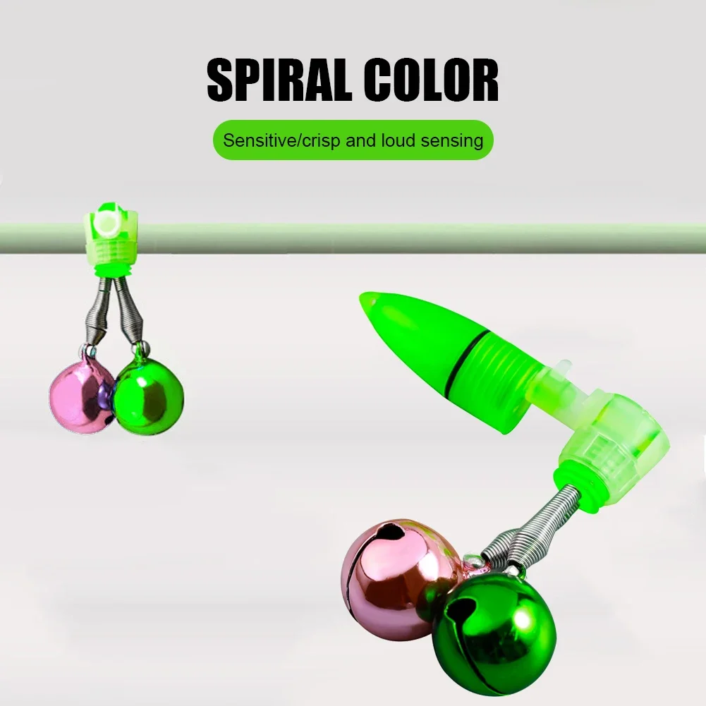 Sea Fishing Rod LED Light with Bells Ring Fishing Rod Light Stick Luminous Stick Waterproof Removable for Outdoor Night Fishing