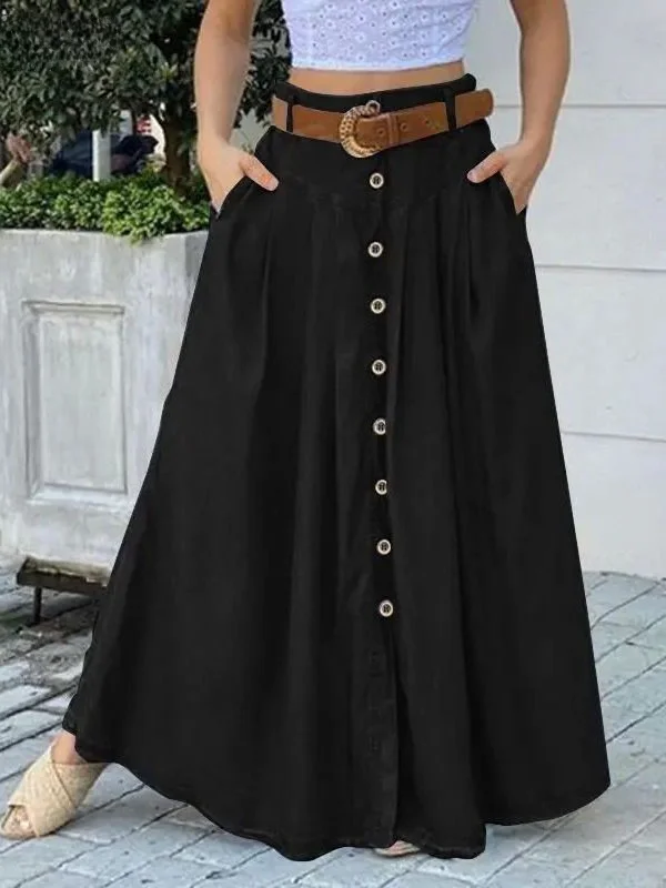 High Waist A-Line Casual Skirt Women's Ele Versatile Long Skirt Comfortable Fit High Waist Design for Autumn Season