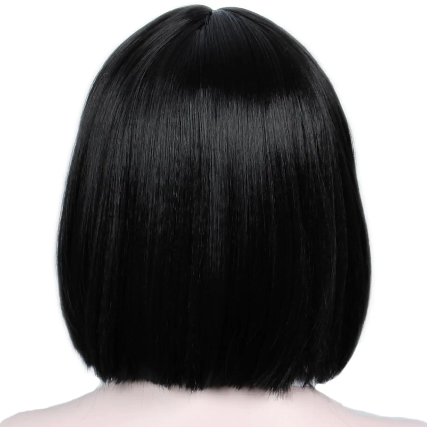 Short Black Bob Fluffy Wig Halloween Cosplay Costume Wig for Women with Glasses Frames