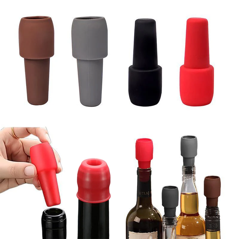 

Silicone Wine Stoppers Beverage Bottle Sealer Reusable Sparkling Wine Bottle Stopper Keeping Wine Champagne Fresh Kitchen Tools