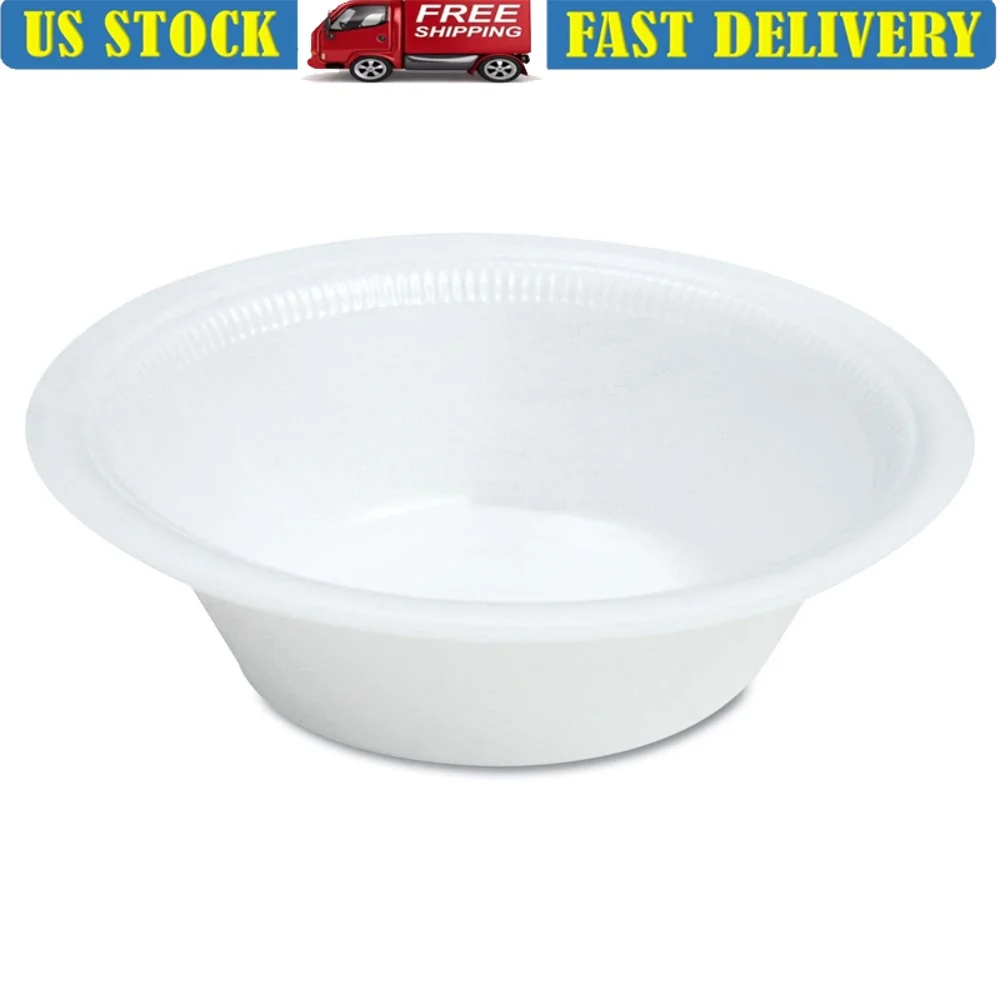 

Lightweight Foam Dinnerware Bowl 12oz Sturdy Insulated Round Glossy Laminated Leak Resistant Stackable 125 Pack Classic Elegance