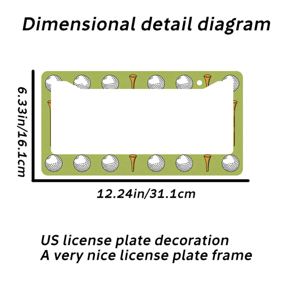 1pc Grüne Farbe Golf Ball Muster 2 Loch Kennzeichen Rahmen Aluminium Material 6x12 Zoll mit Schraube auto Dekoration Geschenk