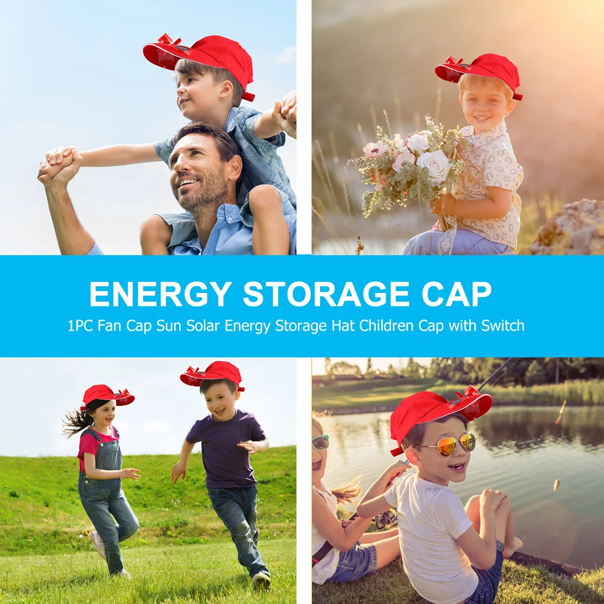

Fan Hat Cap Sun Energy Storage Hats for Block Men and Women