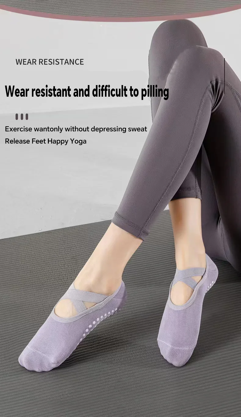 Summer Pilates Socks Anti-Slip Breathable Bandage Yoga Socks Women Ankle Ladies Ballet Dance Sports Socks for Fitness Gym