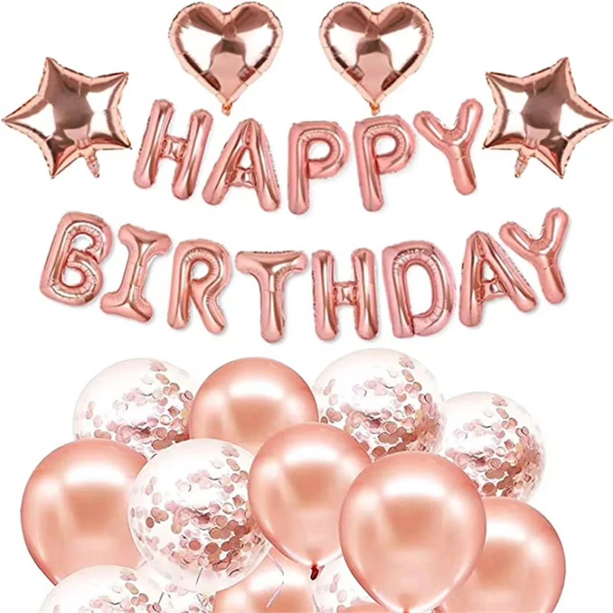 39Pcs Happy Birthday Rose Gold Balloon Set for Birthday and Party Decoration