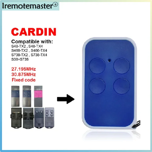 복사기 CARDIN S738-TX2 S738-TX4 S48-TX2 S48-TX4 S466-TX2 S466-TX4 차고 문짝 리모컨, 고정 코드, 30.875MHz, 27.195MHz 