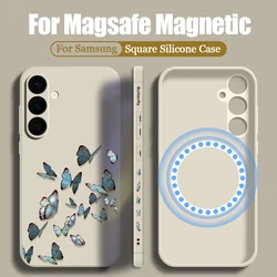 Butterfly Case For Samsung Galaxy S23 S24 S22 S25 Ultra Plus S20 S21 S23 FE Magnetic For Magsafe Wireless Charge Silicone Cover