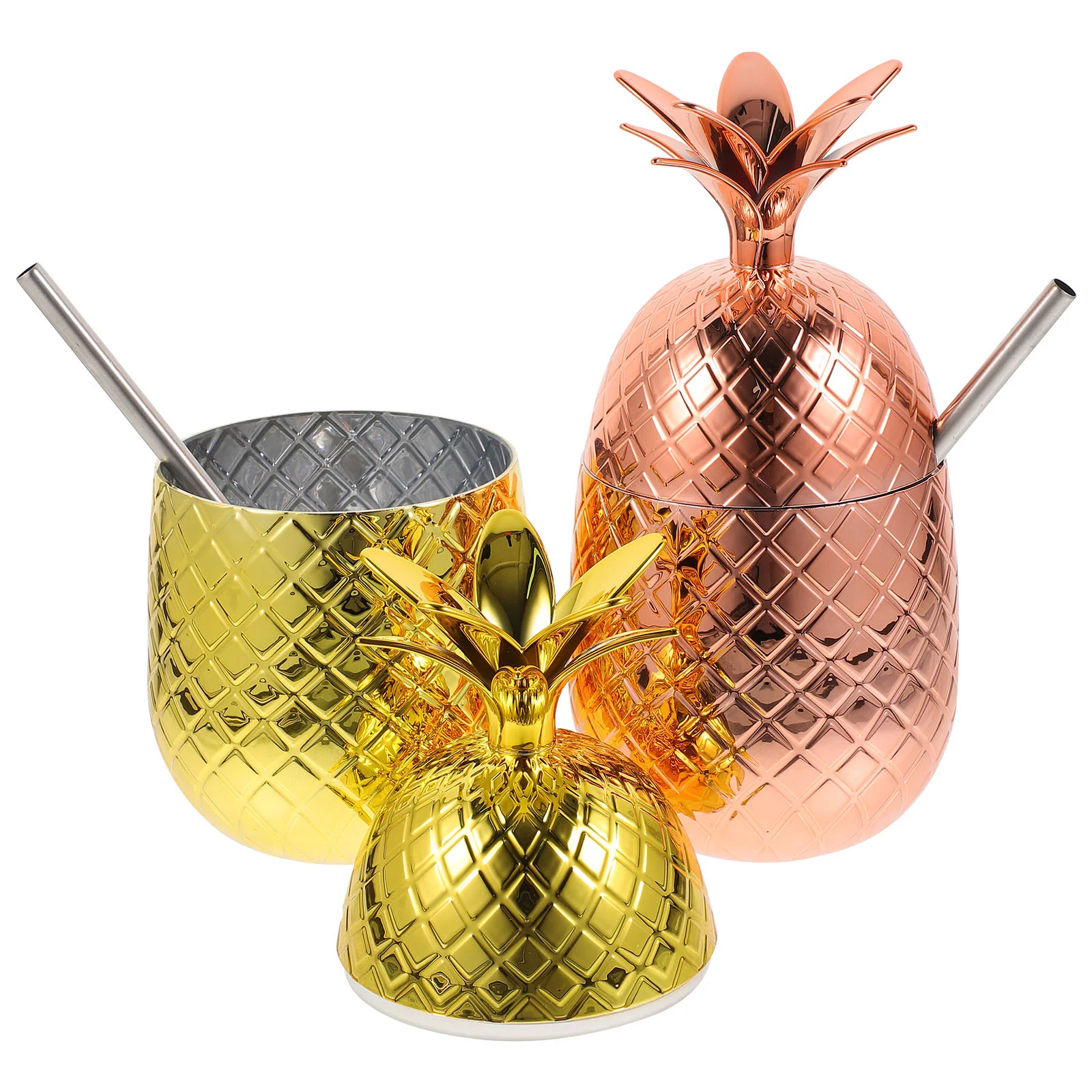 

2 Pcs Pineapple Straw Cup Set Creative Cocktail Tumbler Pineapple Cups with Lid Straws Water Cup for Home Bar Party