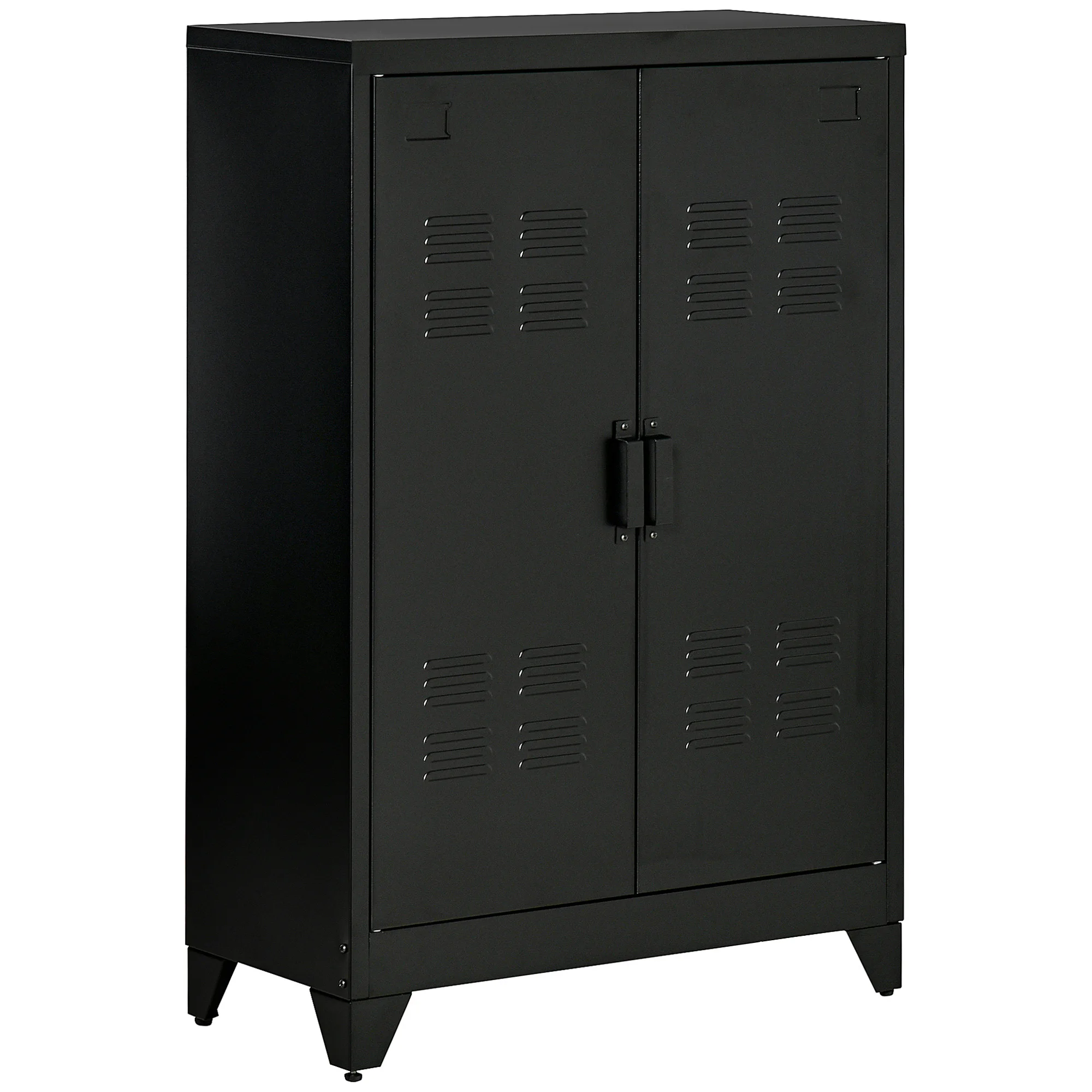 Homcom Armoire en métal avec double porte et 2 étagères réglables Meubles polyvalents pour bureau Salon Chambre 75X33X110Cm Noir