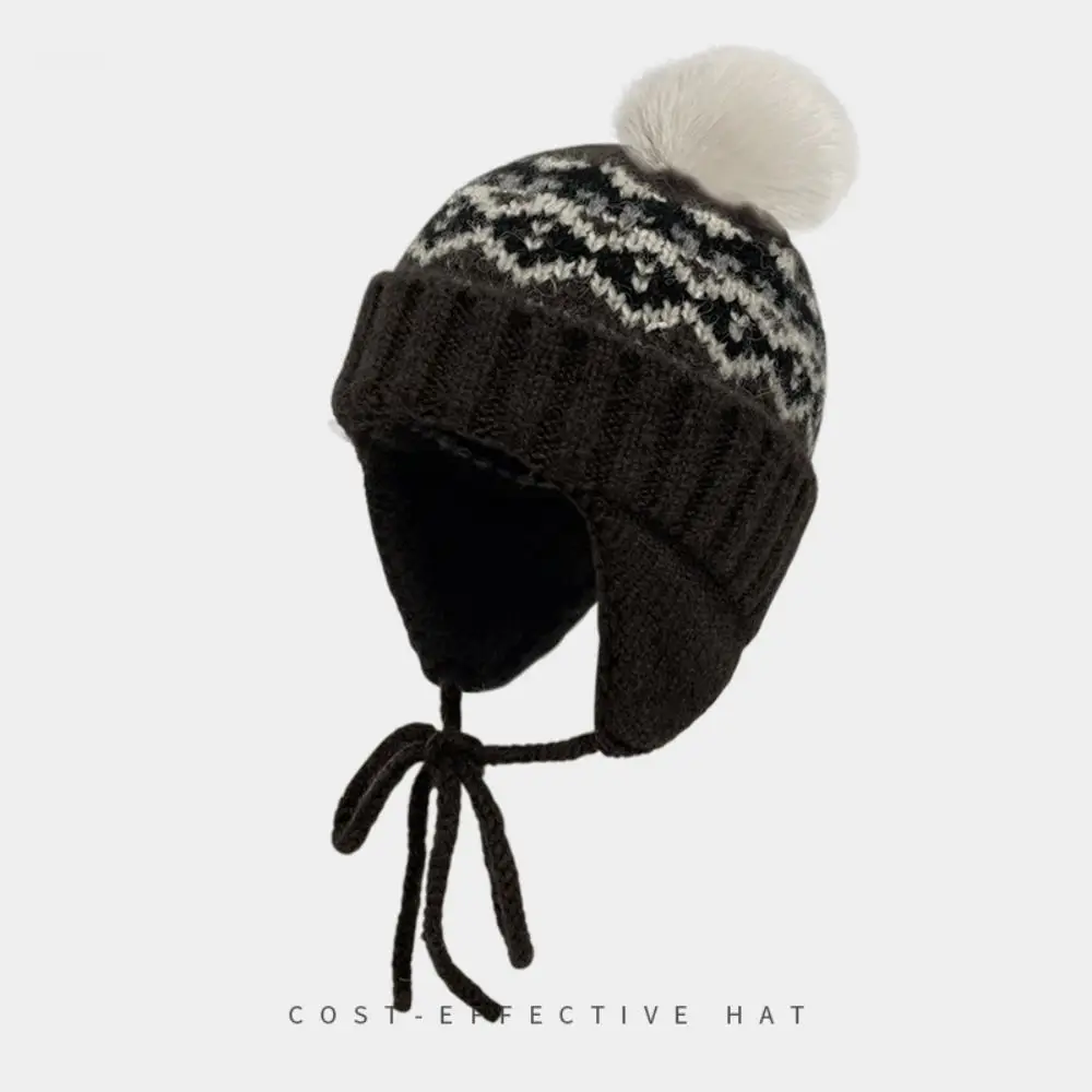 الرجعية الدافئة الجاكار محبوك قبعة الصوف خمر سدادات حماية الأذن قبعة الكورية لطيف معرض جزيرة نمط بيني في الهواء الطلق