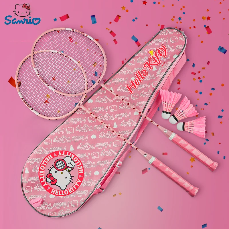 Sanrio Hello Kitty Badminton Racket Cartoon Badminton Racket Set Durable Ultra-light Double Racket Sports Girls Holiday Gifts