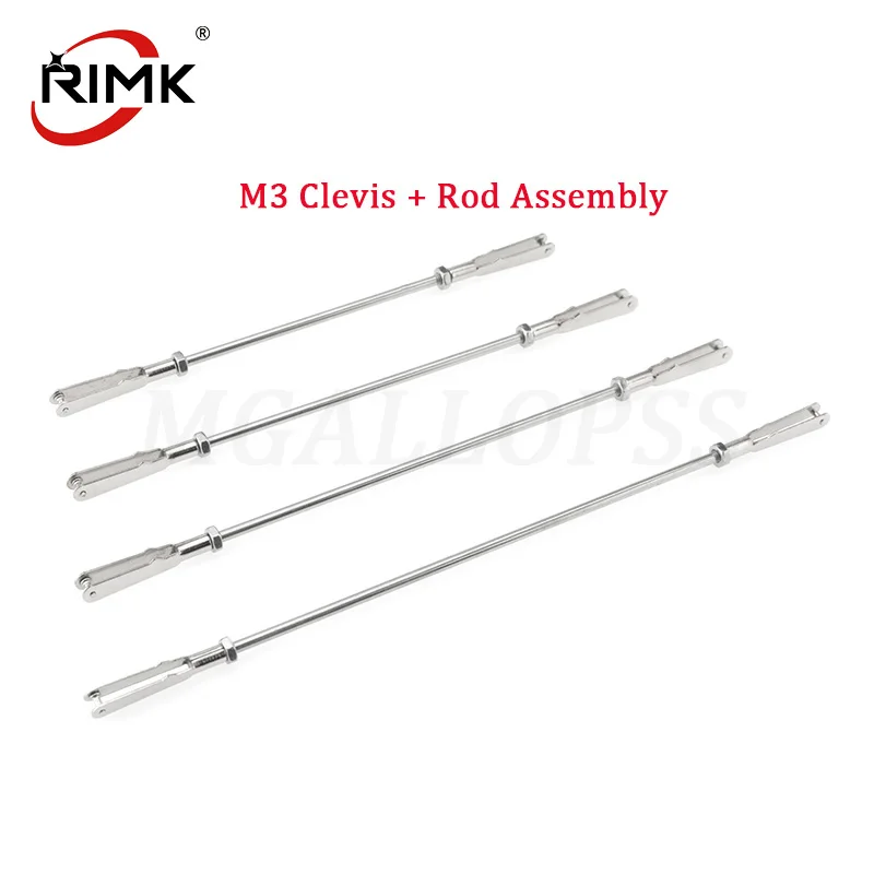 1set RC Airplane M3 Clevis Rod and Assembly M3 Clevis Threaded at 2 end D2.5mm Steel Wire Push Pull Rod Pushrod Connecting Rod