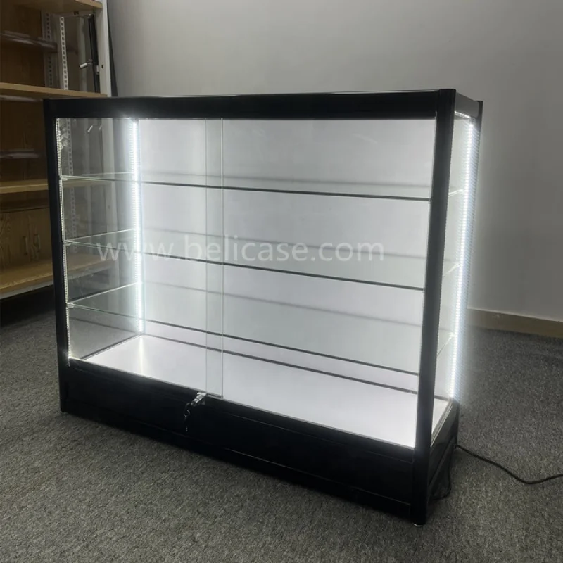 Custom. Lockable 48 inch Smoke Shop Counter KD Small Glass Display Showcase