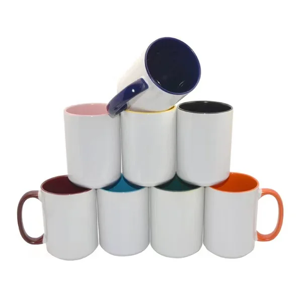 white and black custom coffee blank tea ceramic porcelana 15 oz sublimation mugs