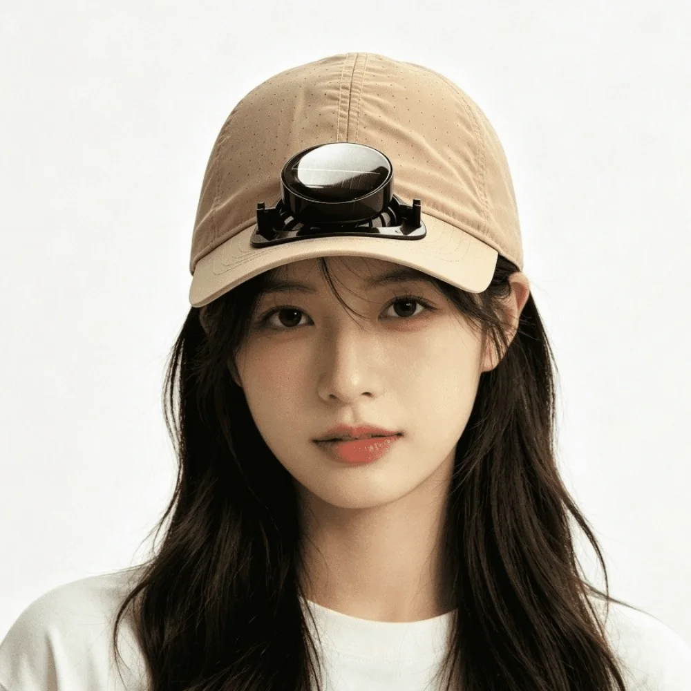 Portable Solar Powered Fan Baseball Cap Solid Color Adjustable Rechargeable Fan Hat Lightweight Long-lasting for 3.7V/300mAh