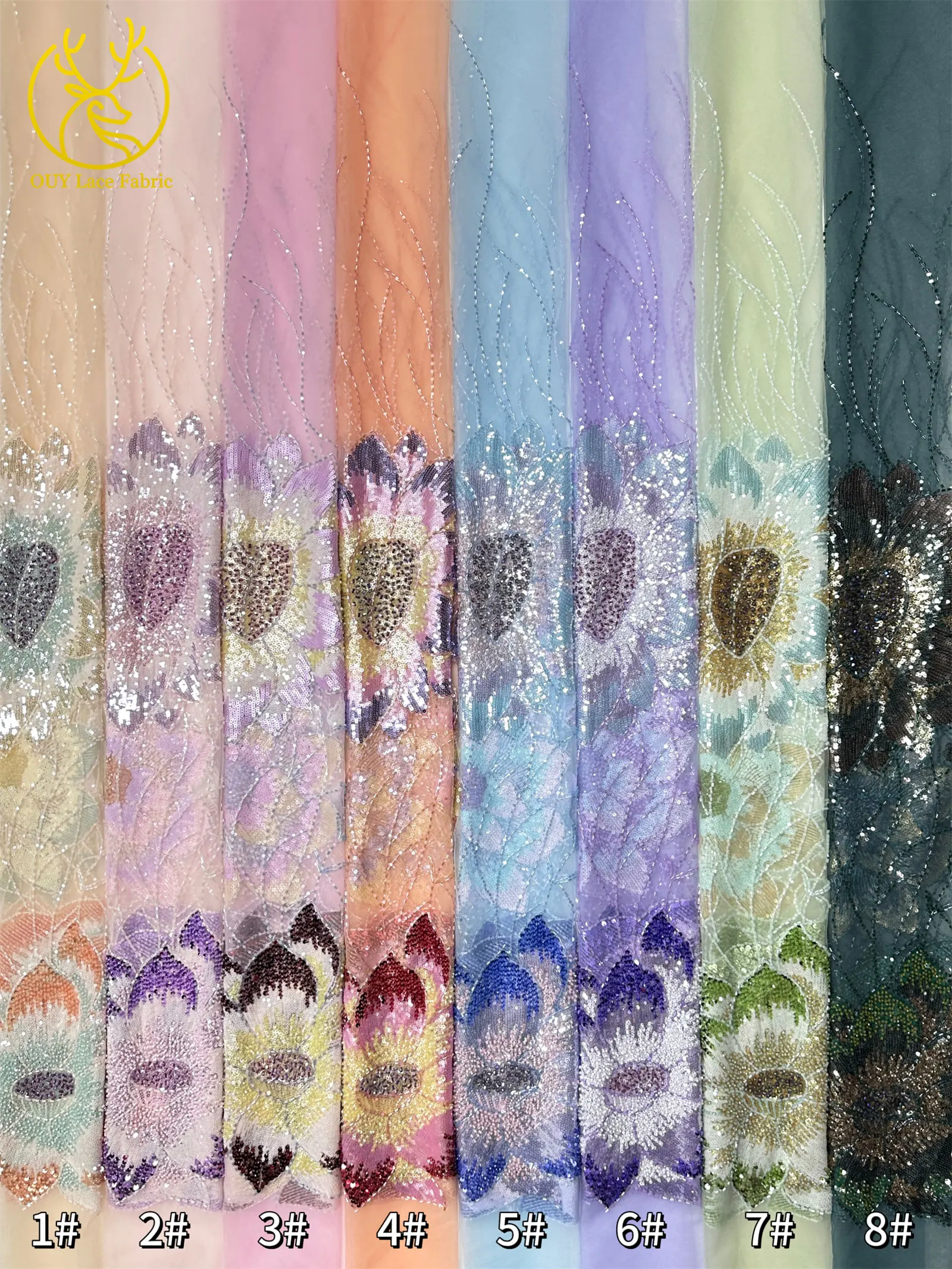 2026 Afrikanischer Bräutigam Bestickter Perlen-Spitzenstoff Modisches Design Französische Pailletten-Spitze Brautkleid Nähmaterial 5 Yards – Detail 30