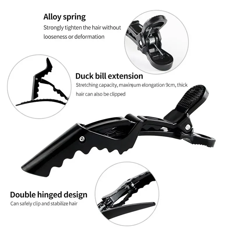 

10Pcs Plastic Alligator Hair Clips Black/Mixed Colors Non Slip Crocodile Hair Clip Professional Hairdressing Styling Tool