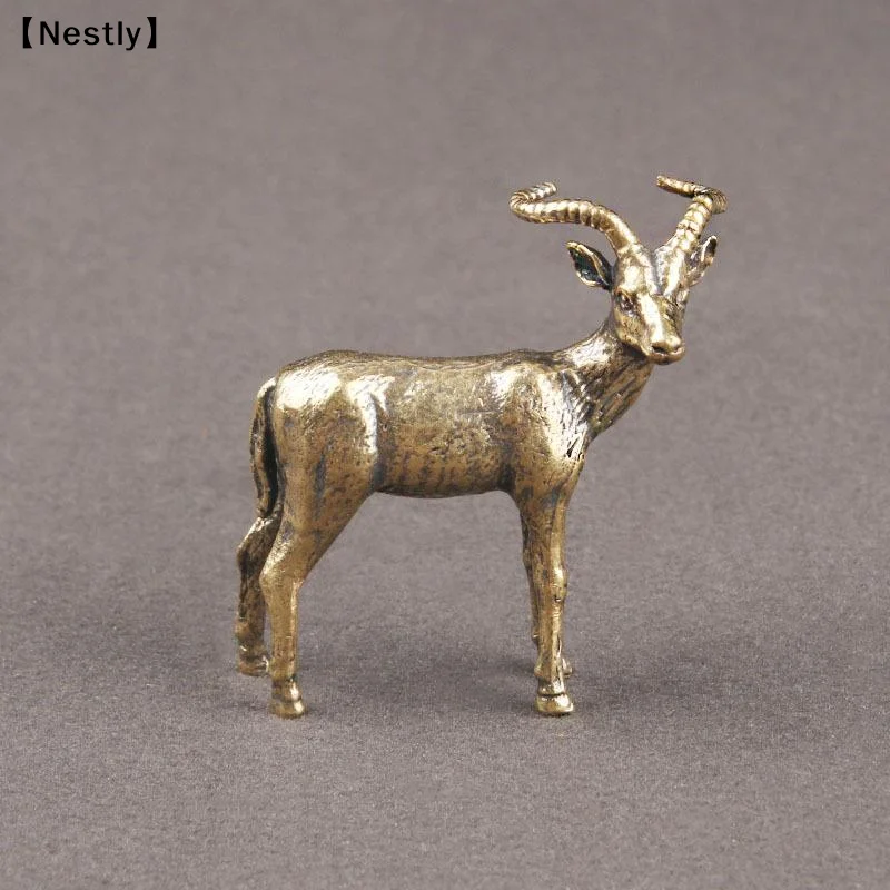 Vintage Brass Leader Sheep Statue Desktop Ornament Metal Cute Figurines Miniatures Home And Office Decor Car Ornaments〔Nest〕