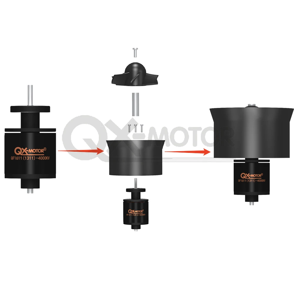 QX-Motor 30mm 6 Blades EDF Unit With Brushless Motor QF1611 7000KV 14000KV 6000KV 5000KV