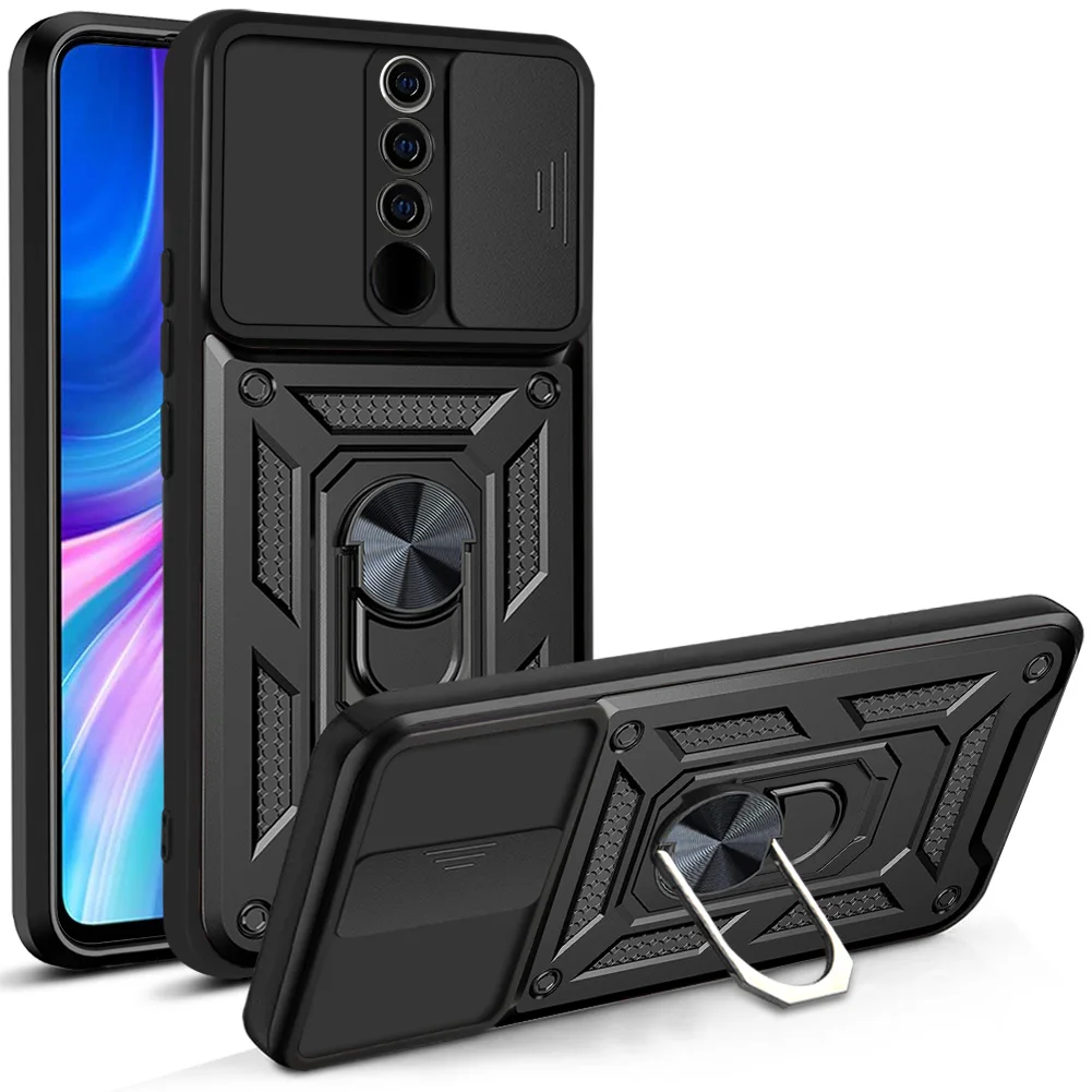 Armor Shockproof Case for Xiaomi Redmi Note 8 Pro Phone Camera Lens Protective Magnetic Holder Ring Case Cover