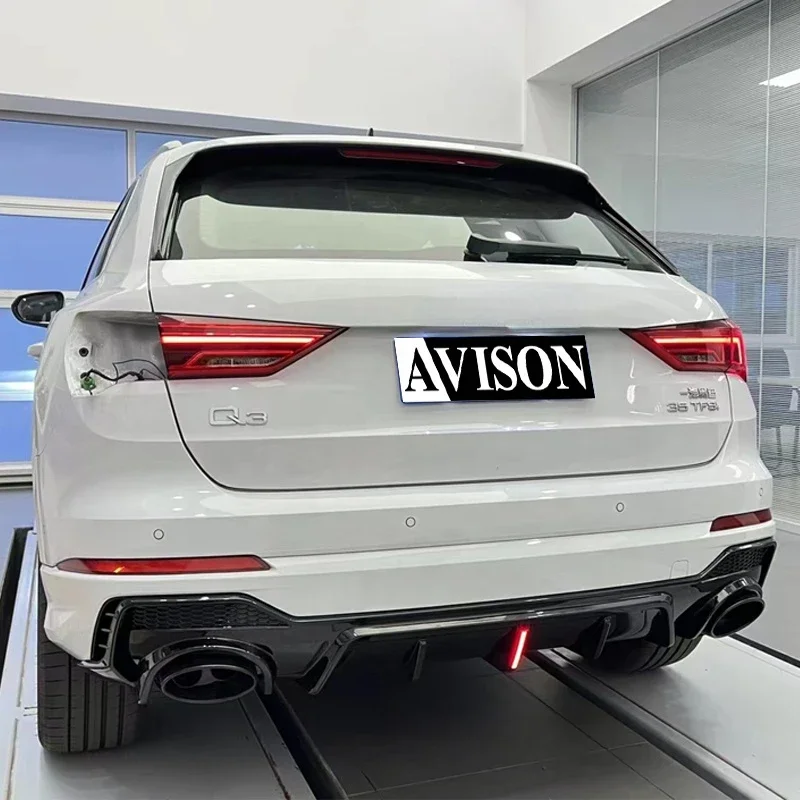 RSQ3 STYLE MODEL Look Rear Diffuser Fit For Audi Q3 Facelift RSQ3 2019 2020 2021 2022 Year Endlip With Exhaust Endpipe