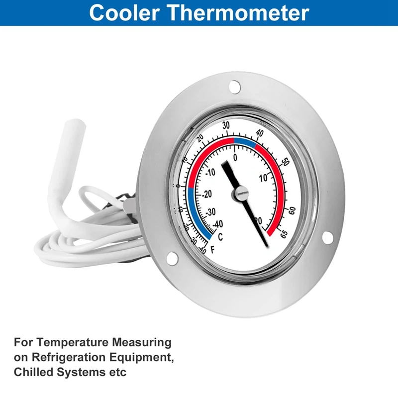 Medidor de refrigeración de diseño capilar, termómetro de presión, -40 a 65 ℉ / -40 a 20 ℃, Dial de 2 pulgadas, montaje en Panel de acero inoxidable