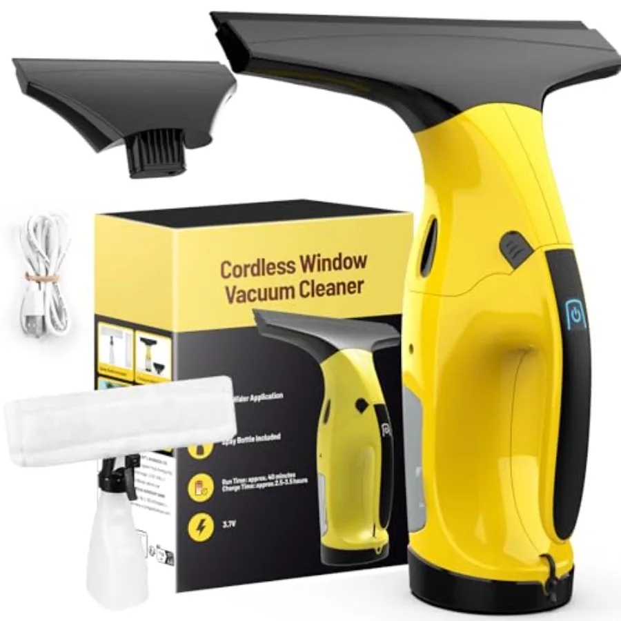 

Window Vacuum Squeegee Cordless Rechargeable Window Vacuum Cleaner with 2 X Squeegee 11"+ 6.7" Electric Window Vac for Windows