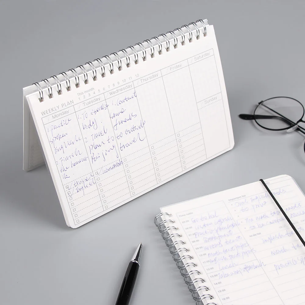 Monatliche Spirale Wochen plan Zeitplan Memo Notebook Schul material