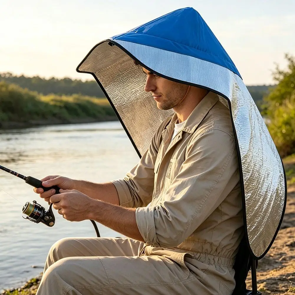 Sun Rain Protection Hooded Cape Breathable UV Hat for Farming Gardening Wide Brim Bucket Hat with Neck Cover