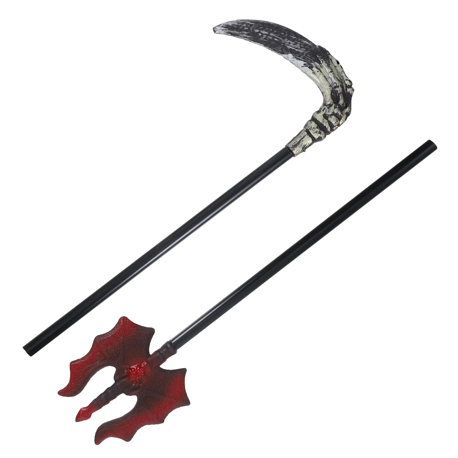 

2pcs Demon Scythe Prop Realistic Simulation Cutter For Halloween Cosplay Party Costume Accessories Decor Pp Material