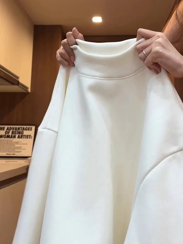 تي شيرت Thiened ذو وجهين Fce f-ياقة عالية للرجال قاعدة irt طويلة Sve ملابس داخلية غير رسمية بطول عادي