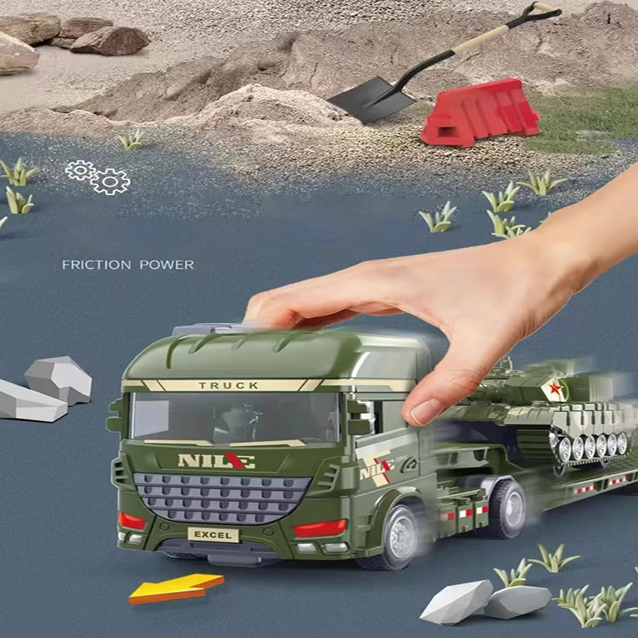 1 قطعة مقياس الناقل حاوية الهندسة مجموعة مركبة حفارة شاحنة نقل نموذج بالقصور الذاتي سيارة ألعاب تعليمية هدية للأطفال #3