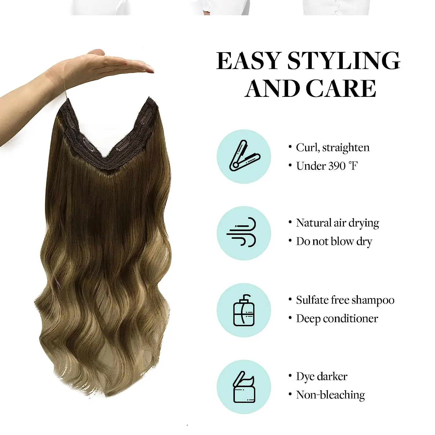 وصلات شعر بشري طبيعي وصلات شعر سلكية غير مرئية مستقيمة ذهبية أشقر Balayage خط صيد ريمي مع 4 مقاطع #5