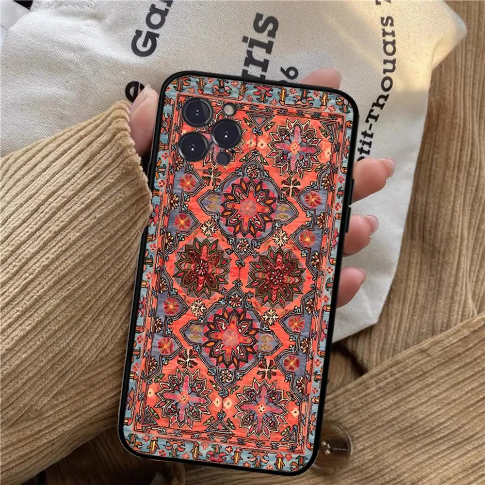 Persian Carpet Floral Art Phone Case For iPhone 15 14 11 12 13 Mini Pro XS Max Cover 6 7 8 Plus X XR SE 2020 Funda Shell