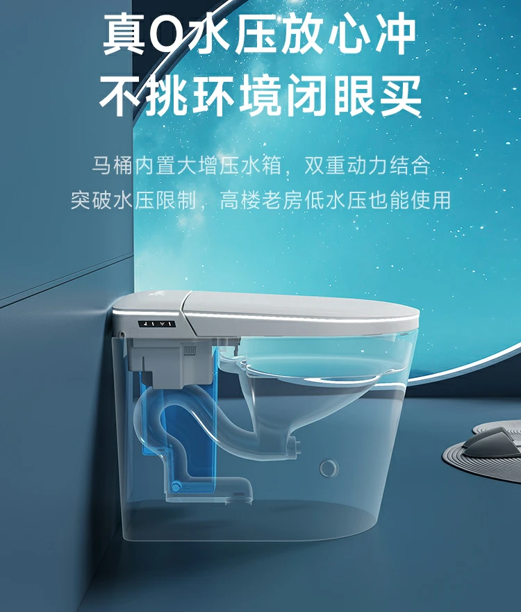 Smart toilet small size 58cm no water pressure limit fully automatic integrated