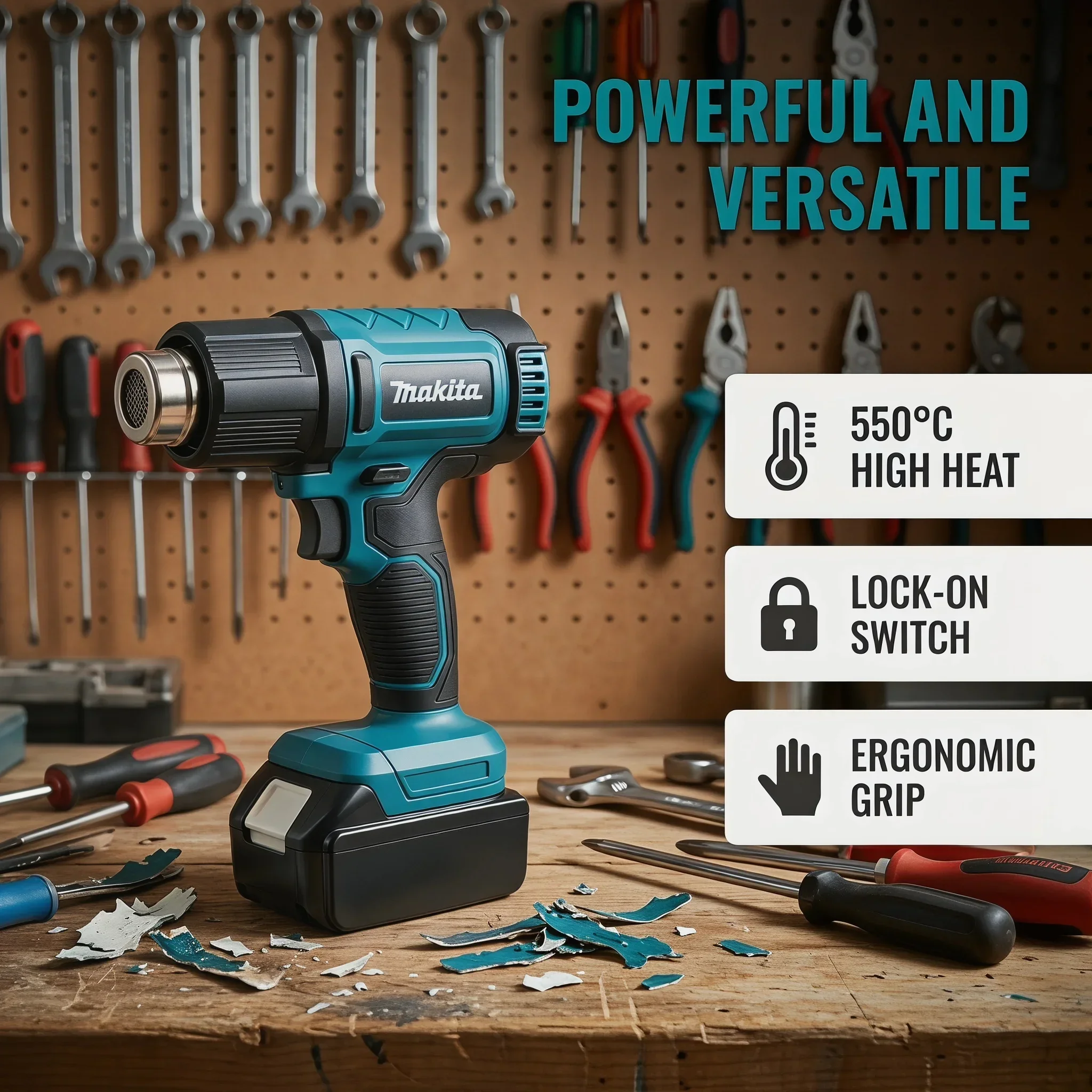 Makita 18V Brushless Cordless Heat Gun 60-540℃ 4-Speed Airflow LCD Digital Display For Makita 18V Battery Tool Only