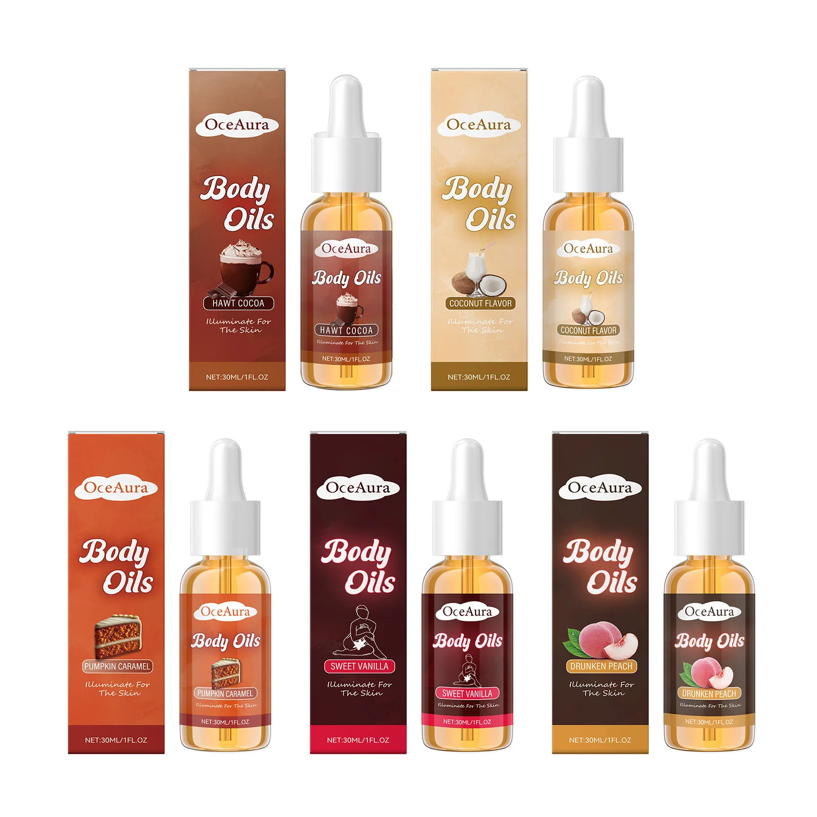 زيت عطري لترطيب الجسم من OCEAURA، مرطب، بشرة ناعمة وناعمة، زيت عطري أنيق للجسم