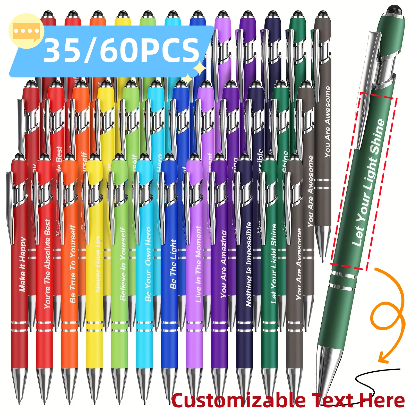 

35/60pcs Customizable Metal Ballpoint Pens Business Office Meeting Signature Pens School and Corporate Gifts Hotel Conference