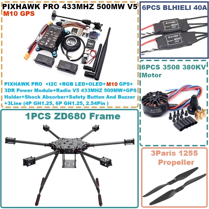 RCtoSky ZD680 PRO M10 Volledig - Heavy Lift Drone Frame recensie en prijs