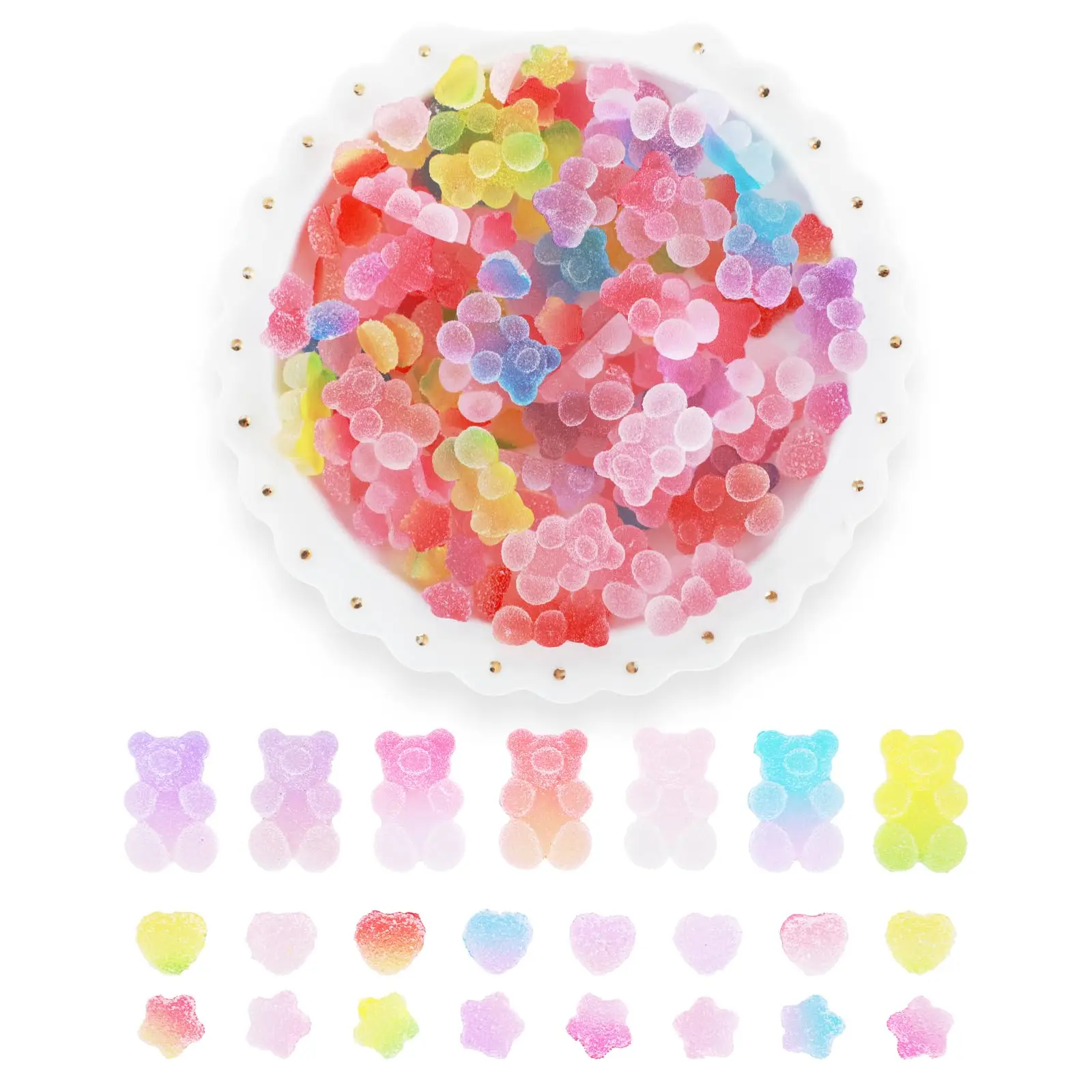 50pcs 3D Nail Art Charms - Kawaii Candy Bear Flatback Resin for Nail Art, Jewelry Making & DIY Scrapbook Supplies