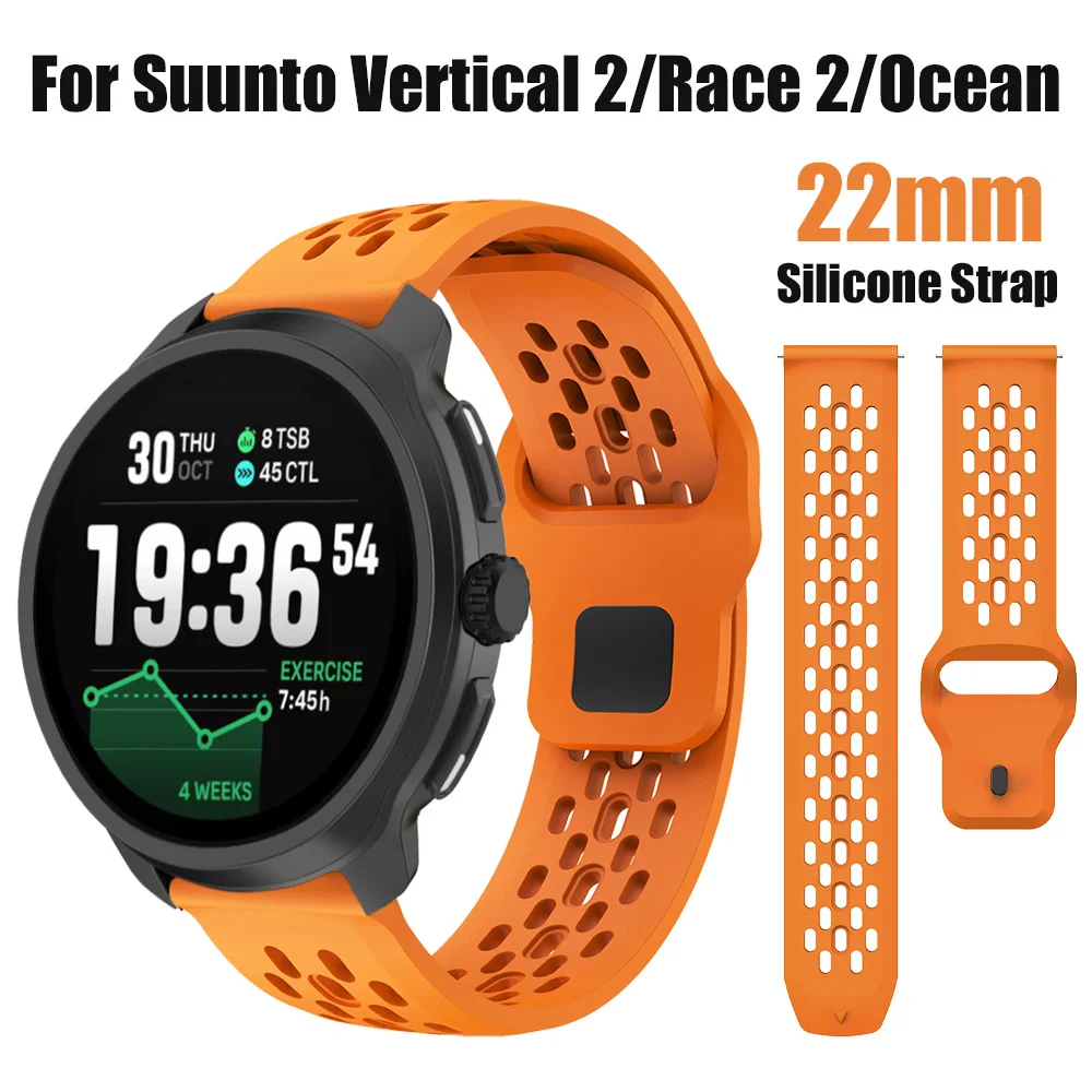 QuickFit 22 mm atmungsaktives Silikonarmband für Suunto Vertical 2/Race 2 S/Run/Ocean/Vertical/9 Peak Pro Armband Smartwatch-Armband