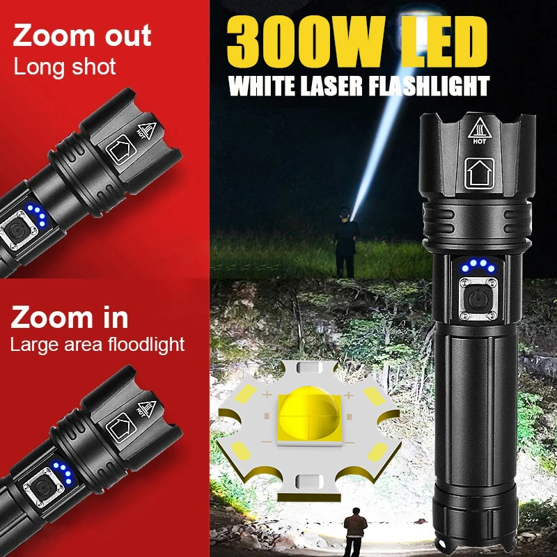 

High Power P50 LED Flashlight Long Range Five Models Laser Torch Type-C Rechargeable Outdoor Waterproof Emergency Hand Lantern