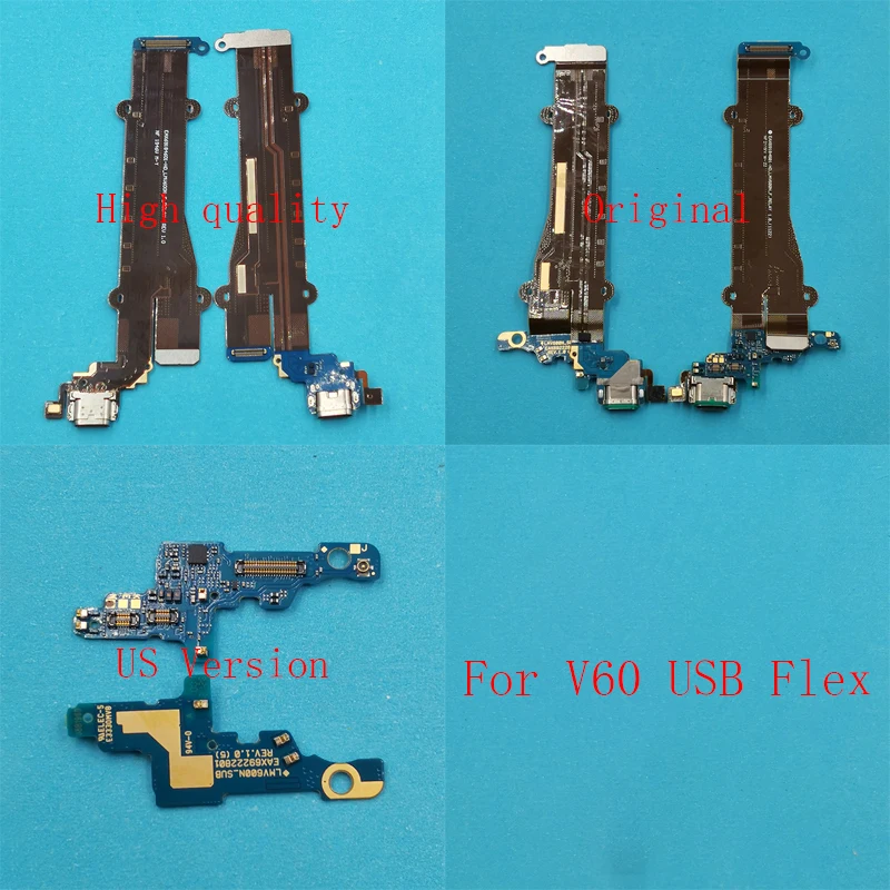 1pcs USB Charging Connector Flex Cable For LG V60 ThinQ 5G V600 EA V600TM V600AM LMV600N Charger Port Board With Mic